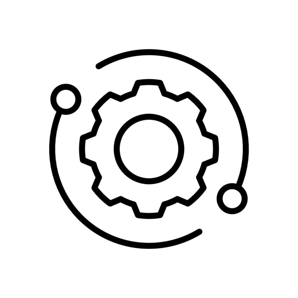 Technology development icon, innovation concept, system integration, software business, technical support, smart solution. editable stroke vector