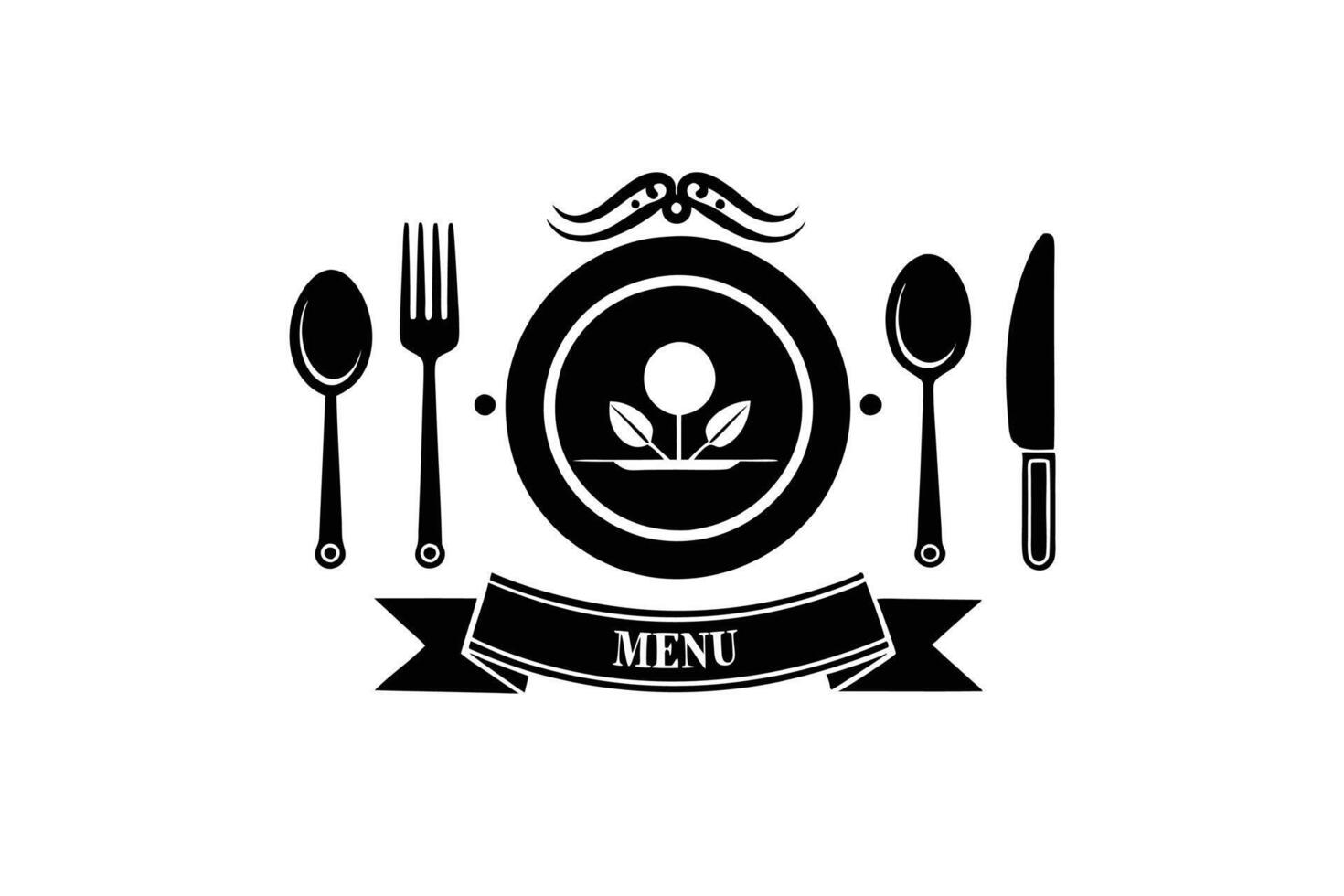 fork spoon knife and plate menu symbol tablewa vector