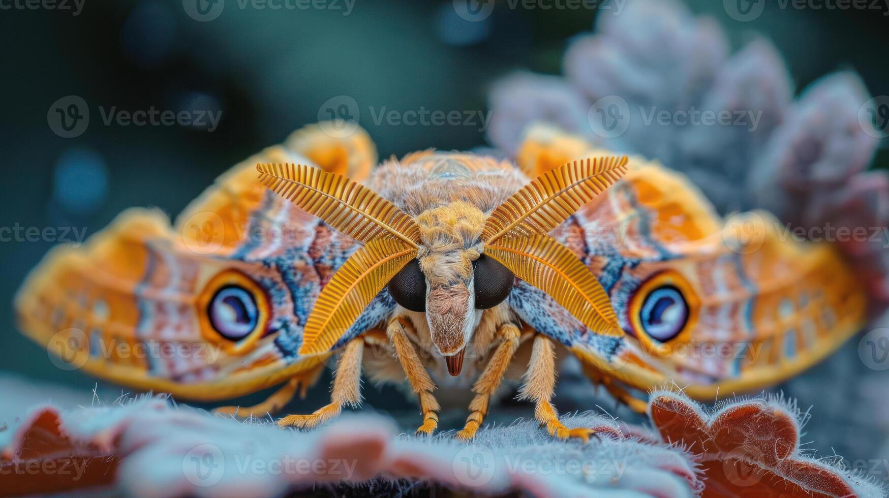 displays a close-up of two butterflies perched on a plant, with their wings fully extended and open. photo