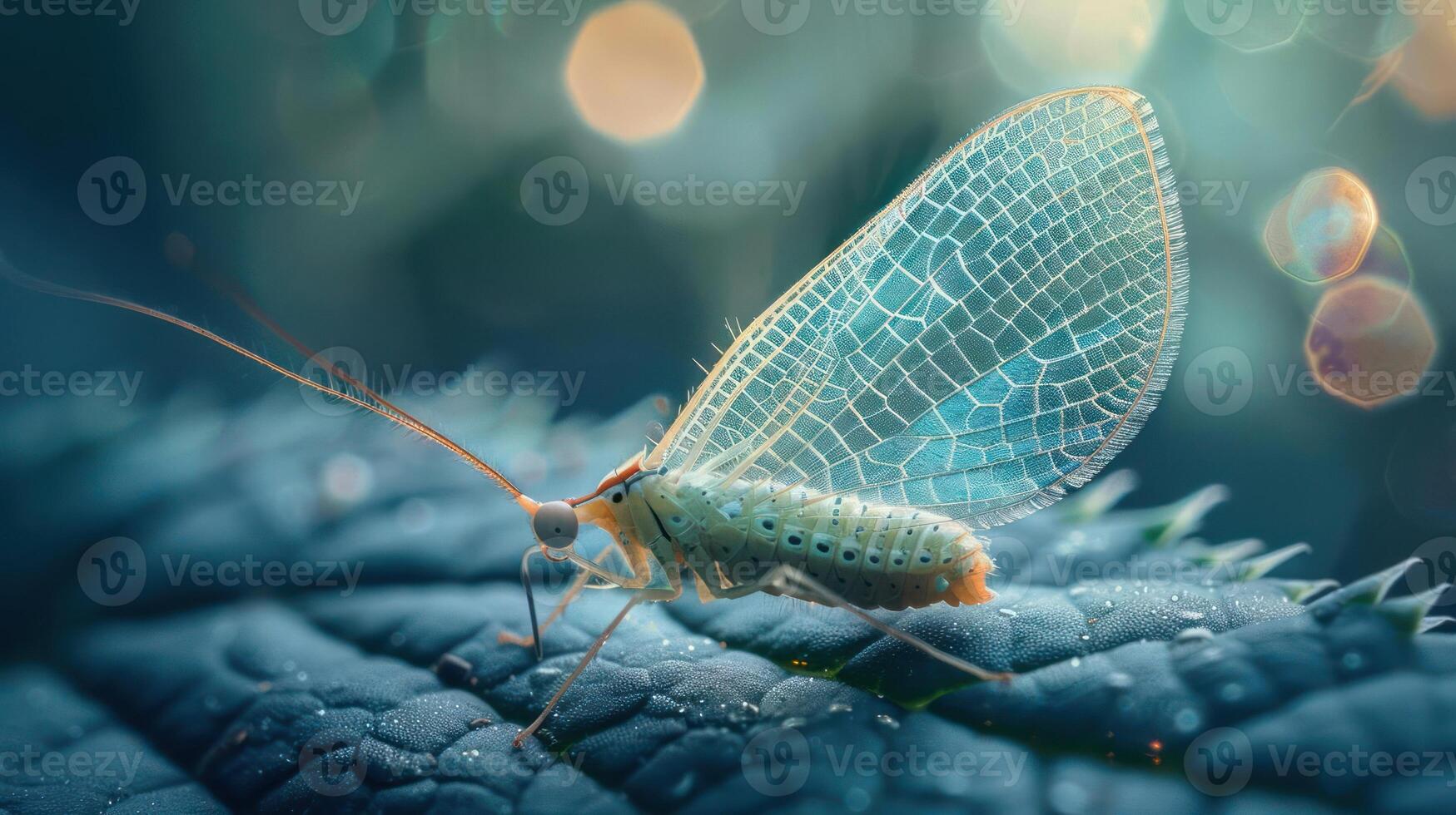 A single gossamer-winged butterfly is the main focus of this image, captured in high detail. photo