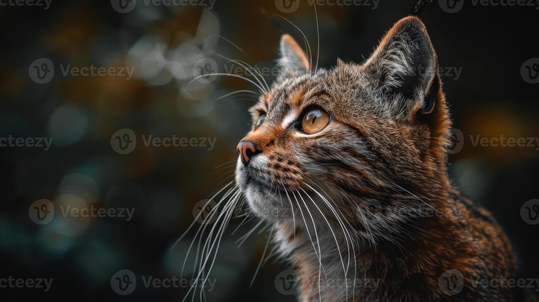 a stunning close-up image of a tabby cat with amber eyes, photo