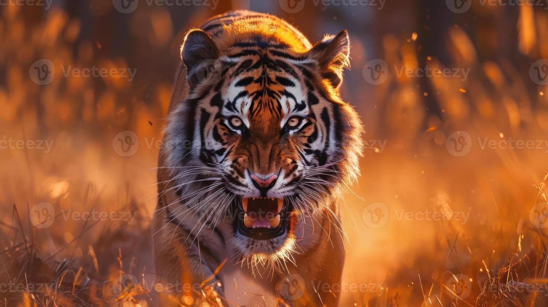 Adult tiger gazing into the distance with a captivating expression, photo