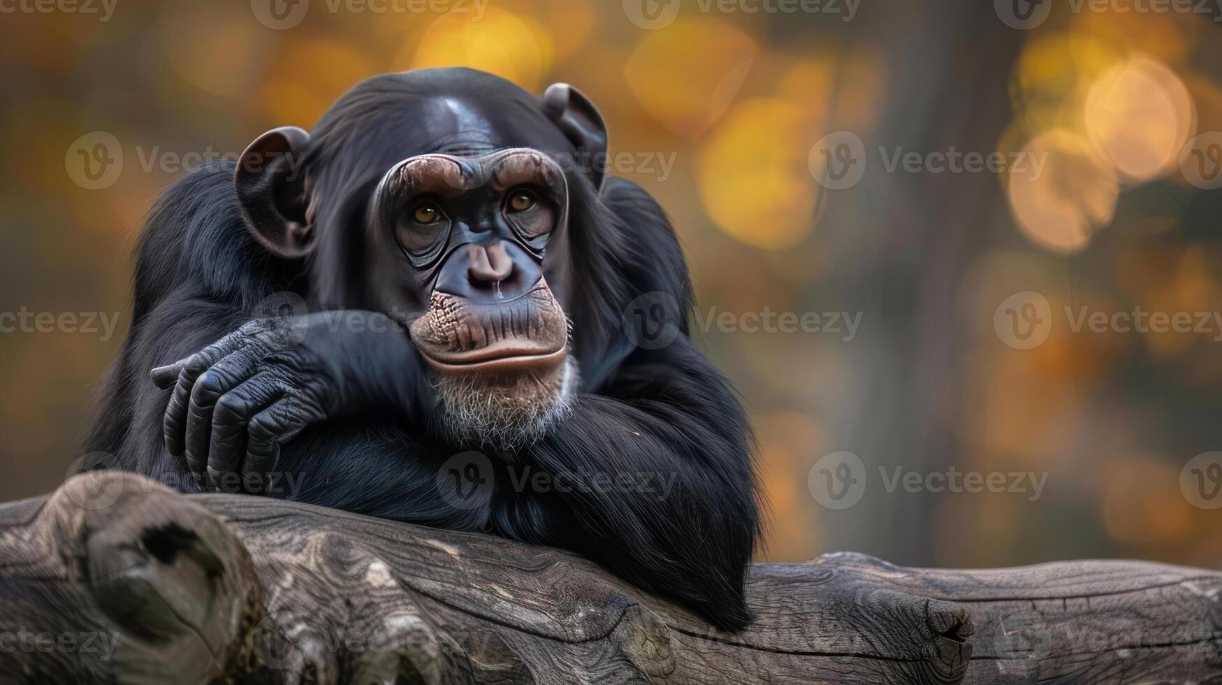 Monkey relaxing on a tree branch. photo