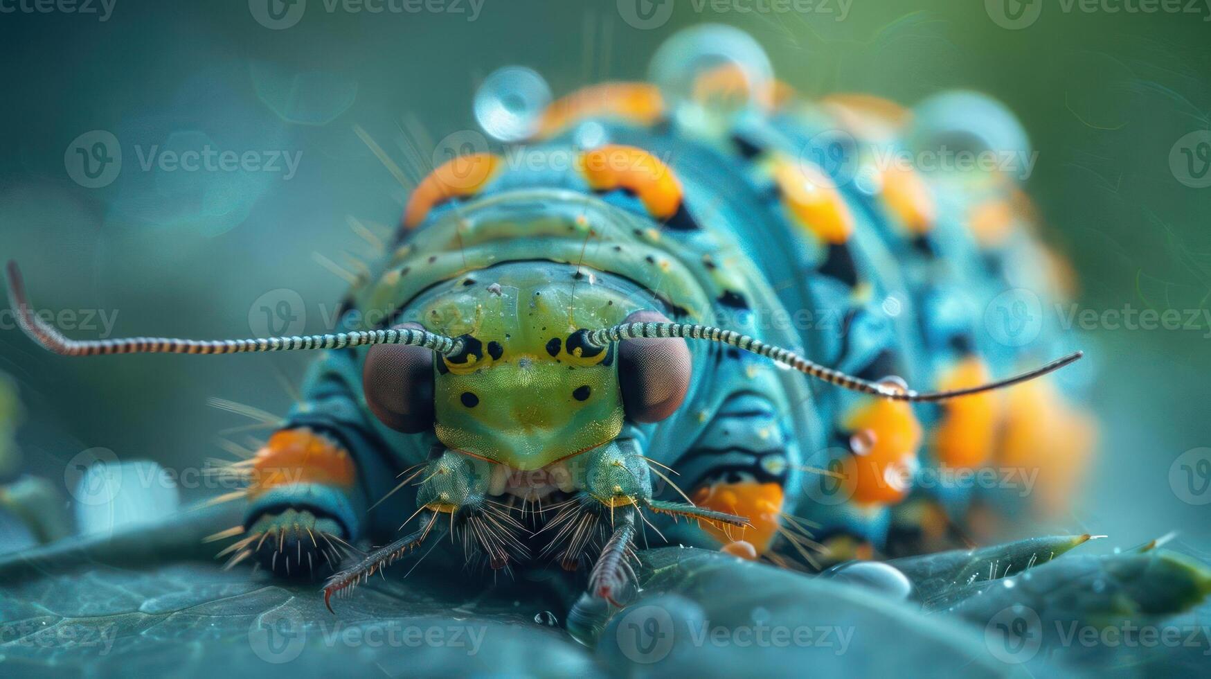 A close-up photo of a vibrant blue and orange butterfly resting on a leaf.