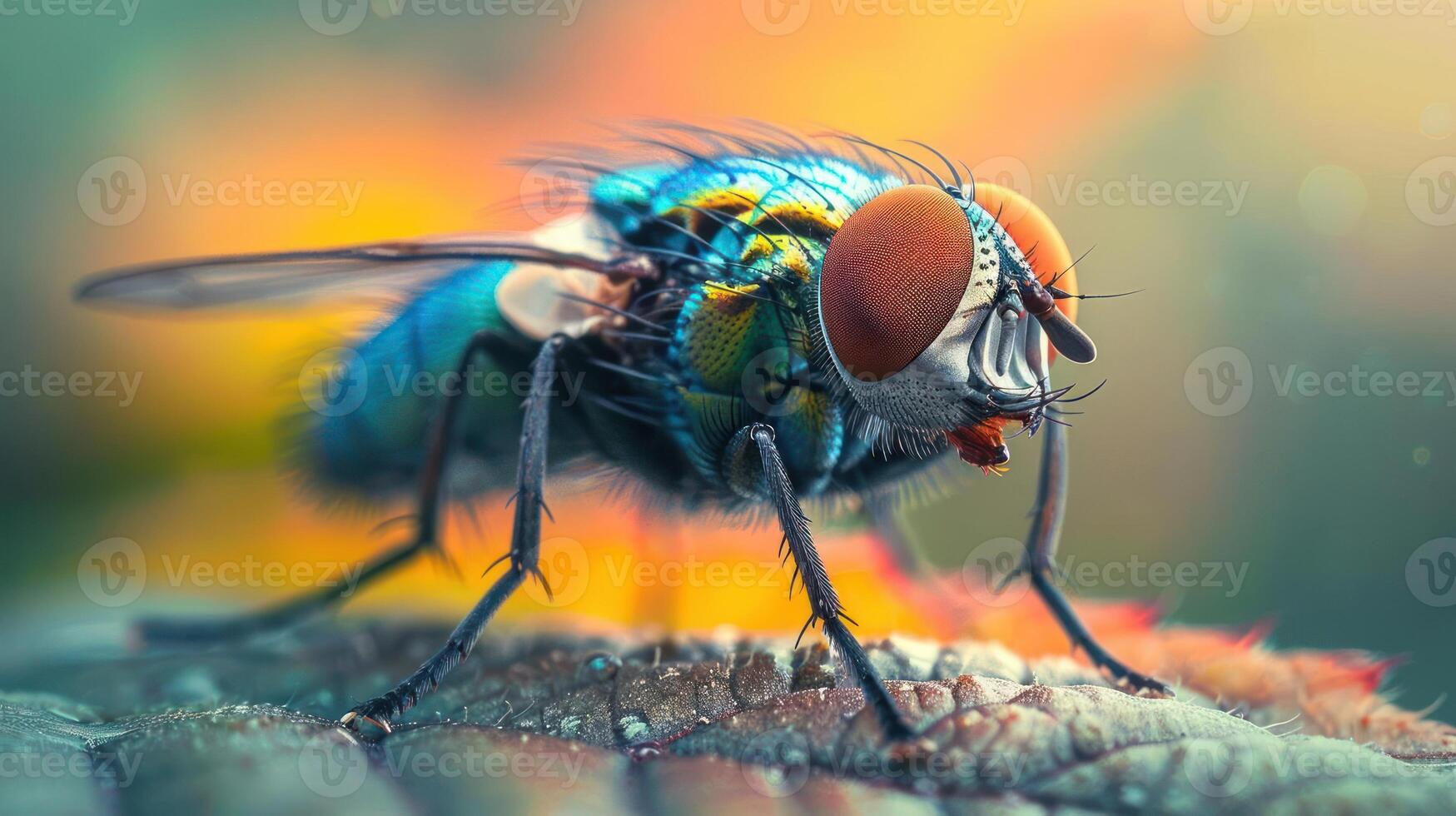 depicts a fantastical, vibrant scene featuring tiny, humanoid insect beings with wings. photo