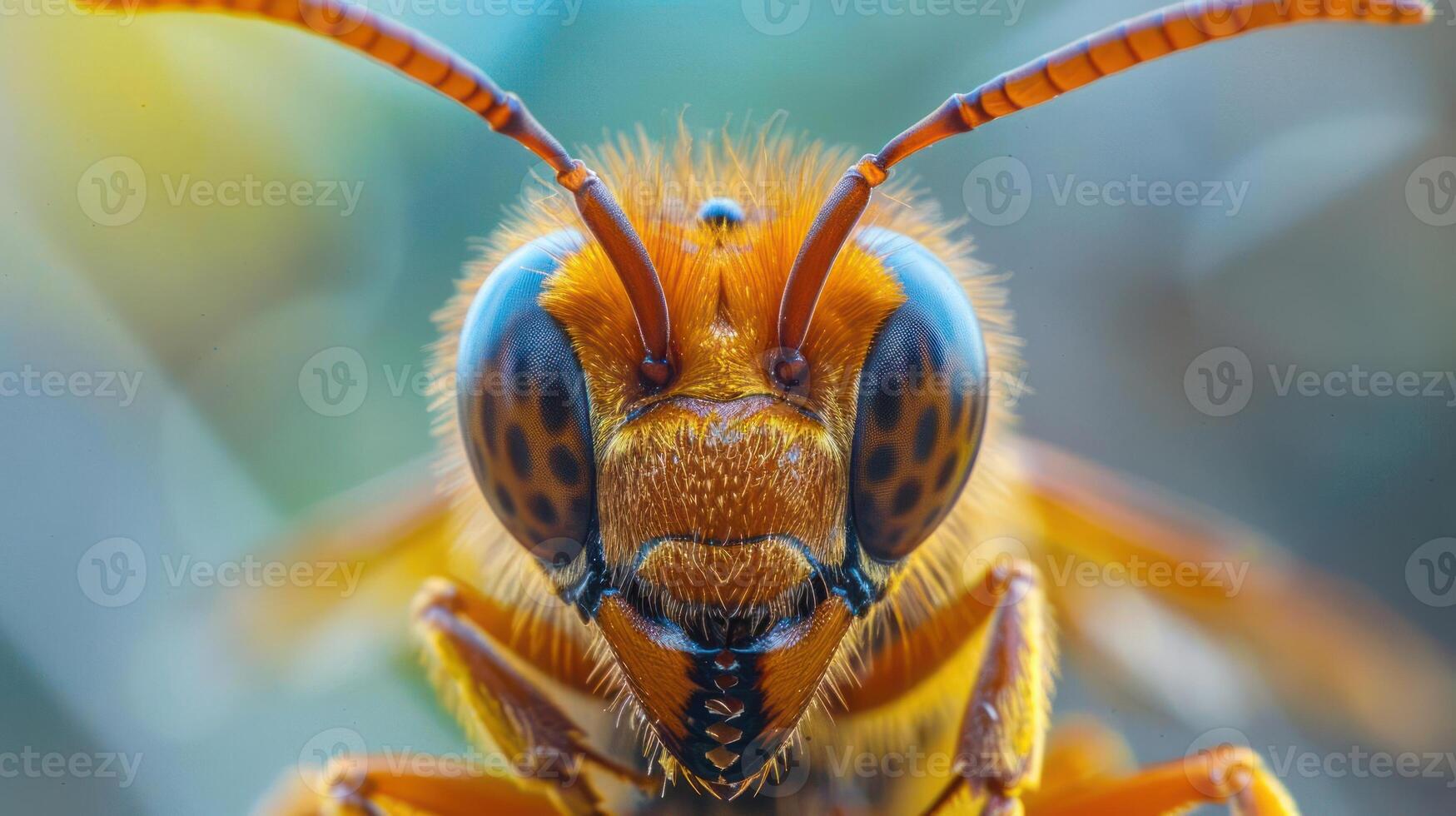 Portrait of a beautiful yellow and black wasp. photo