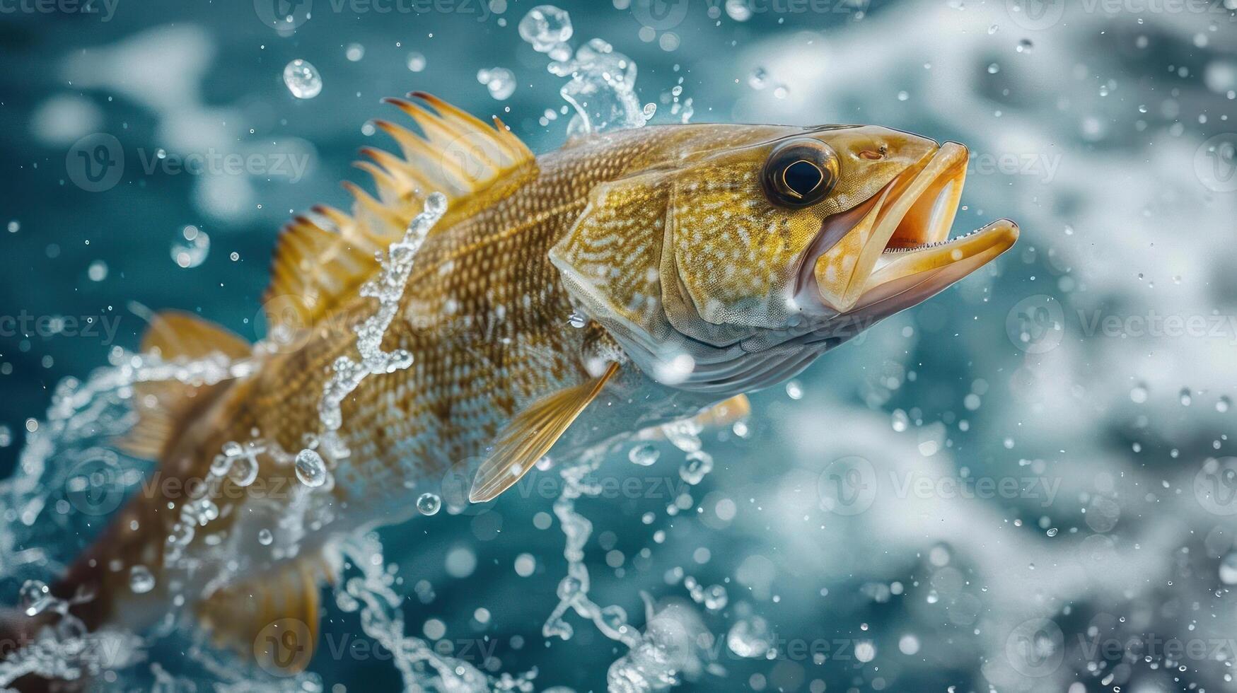 A large cichlid fish with an open mouth, ready to defend its territory. photo