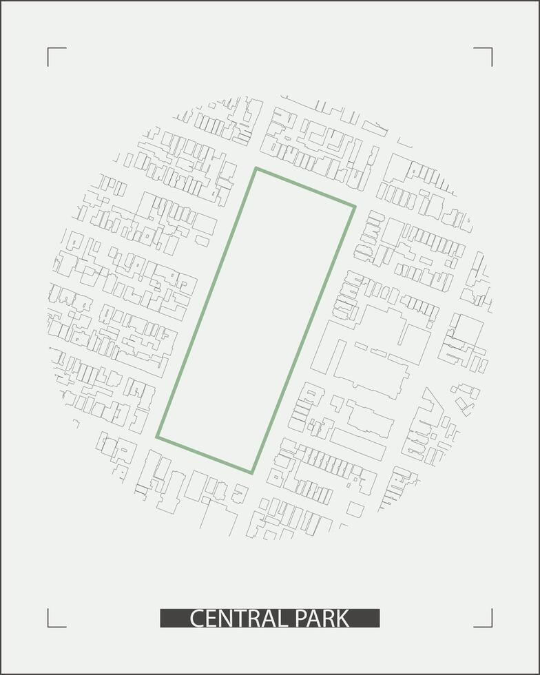 manhattan central park new york city map nature landscape urban autumn building. vector