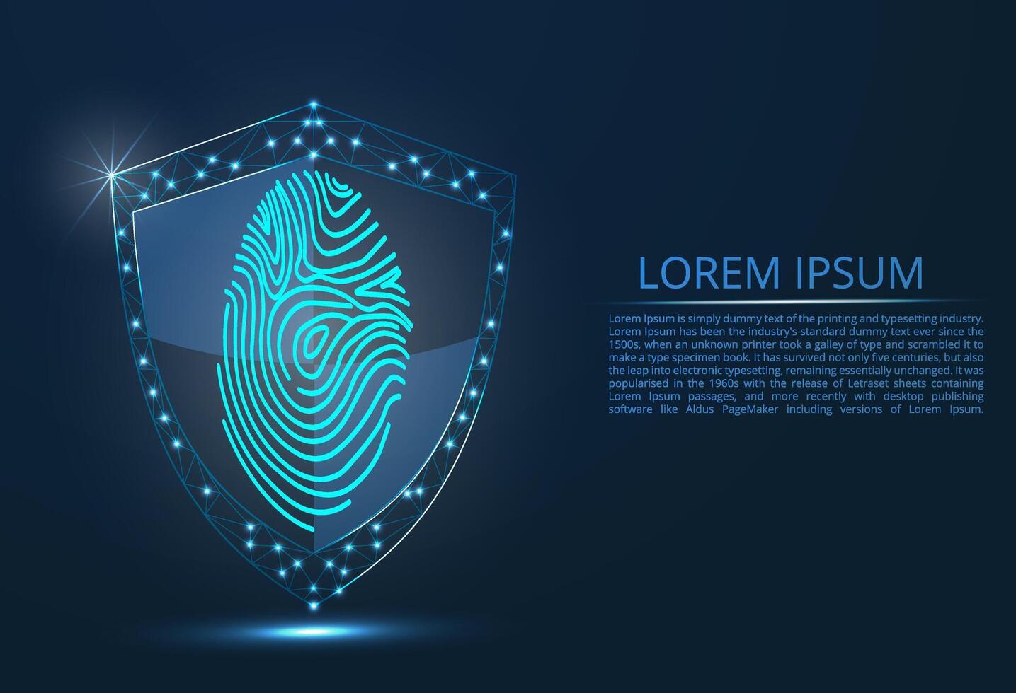 Abstract image of cyber security concept. Illustrates the idea of cybersecurity or confidentiality of information in the form of lines and shapes, pieces of glass. Antivirus logo. Fingerprint vector