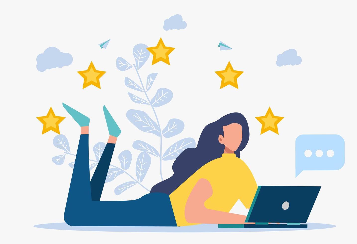 Colorful illustration. Best performance rating, rating five. People leave feedback and comments, the highest rating for successful work. vector