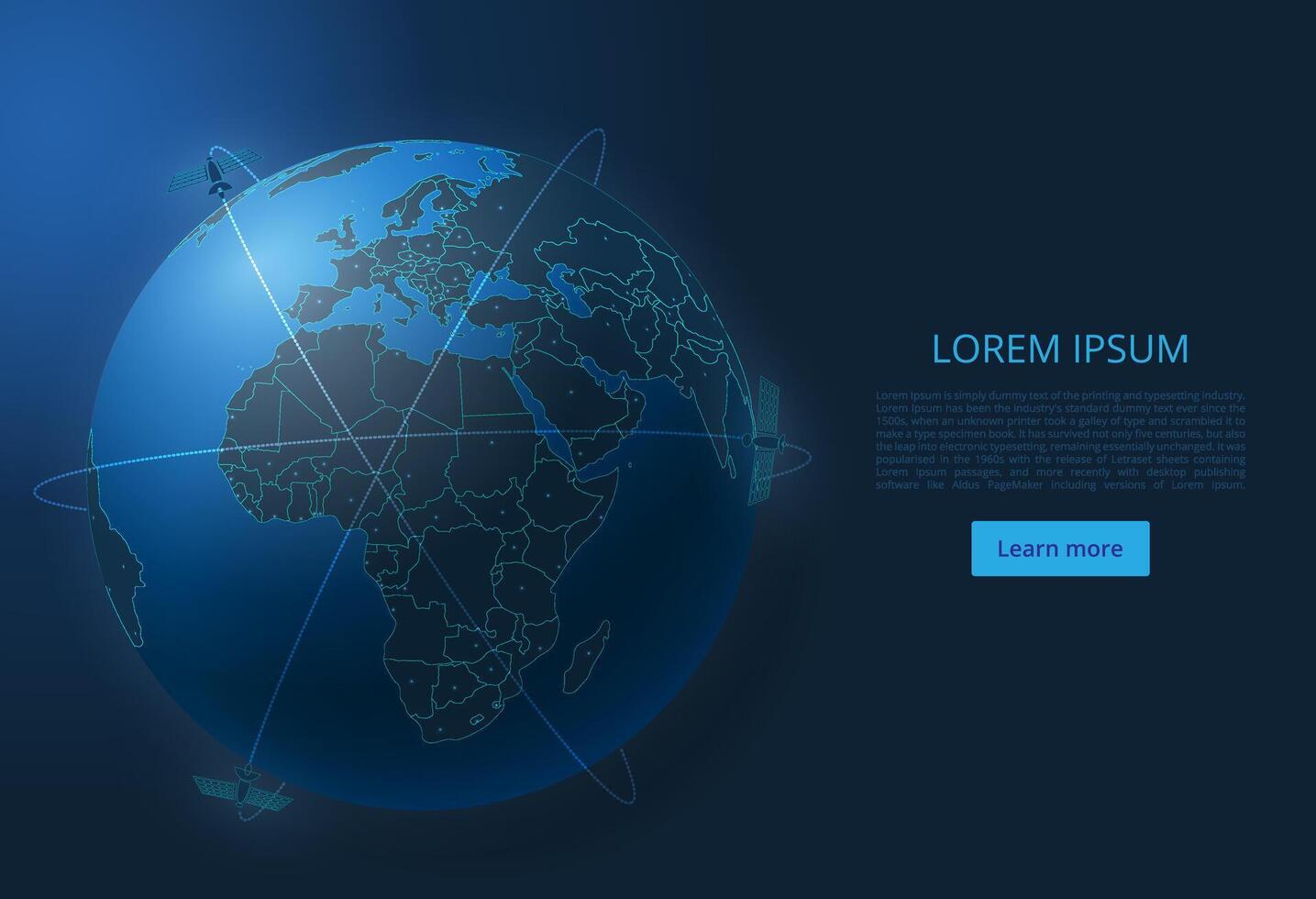 World network map. image of a global map with lights in the form of cities of the world or population density consisting of points and figures in the form of stars and space. Easy to edit vector
