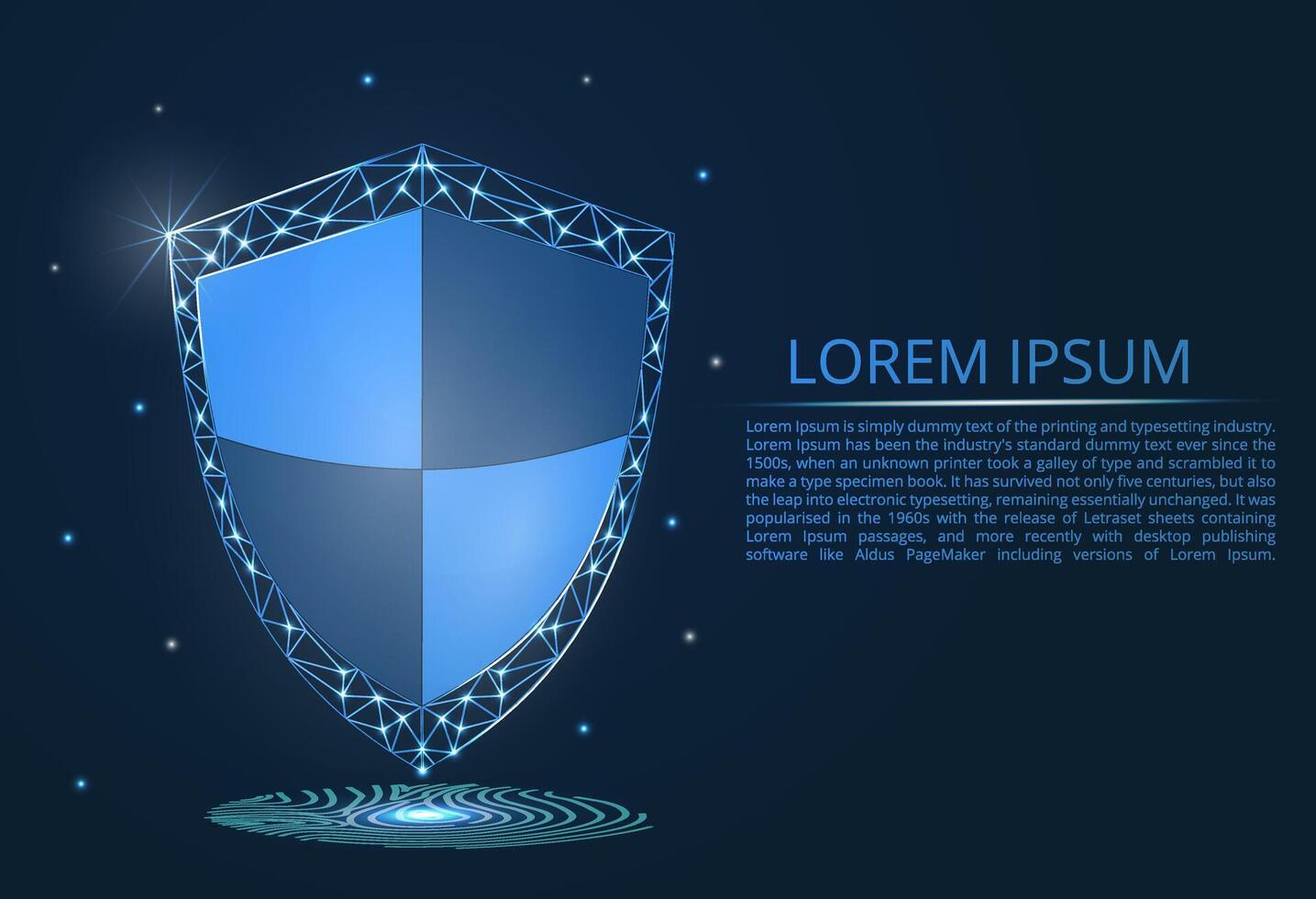 Abstract image of cyber security concept. Illustrates the idea of cybersecurity or confidentiality of information in the form of lines and shapes, pieces of glass, located on the fingerprint. Antiviru vector