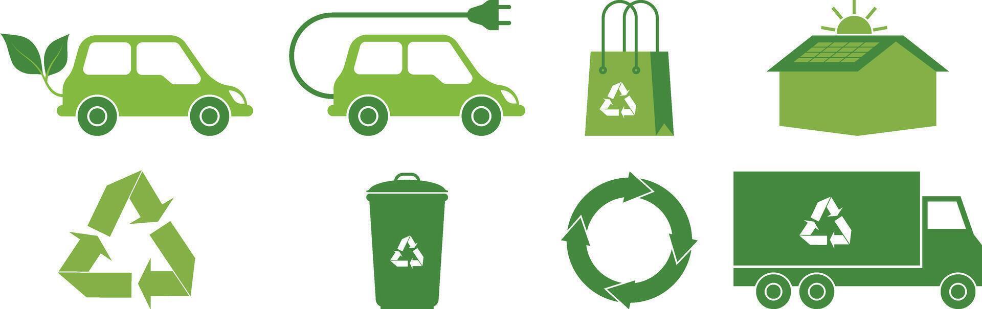 Eco-Friendly, Sustainability and Green Environment Icons vector