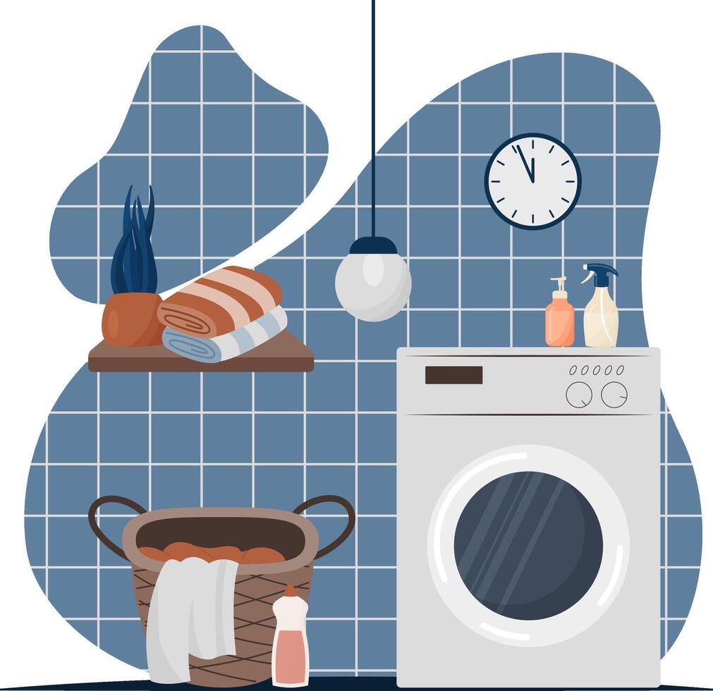 Laundry room interior vector