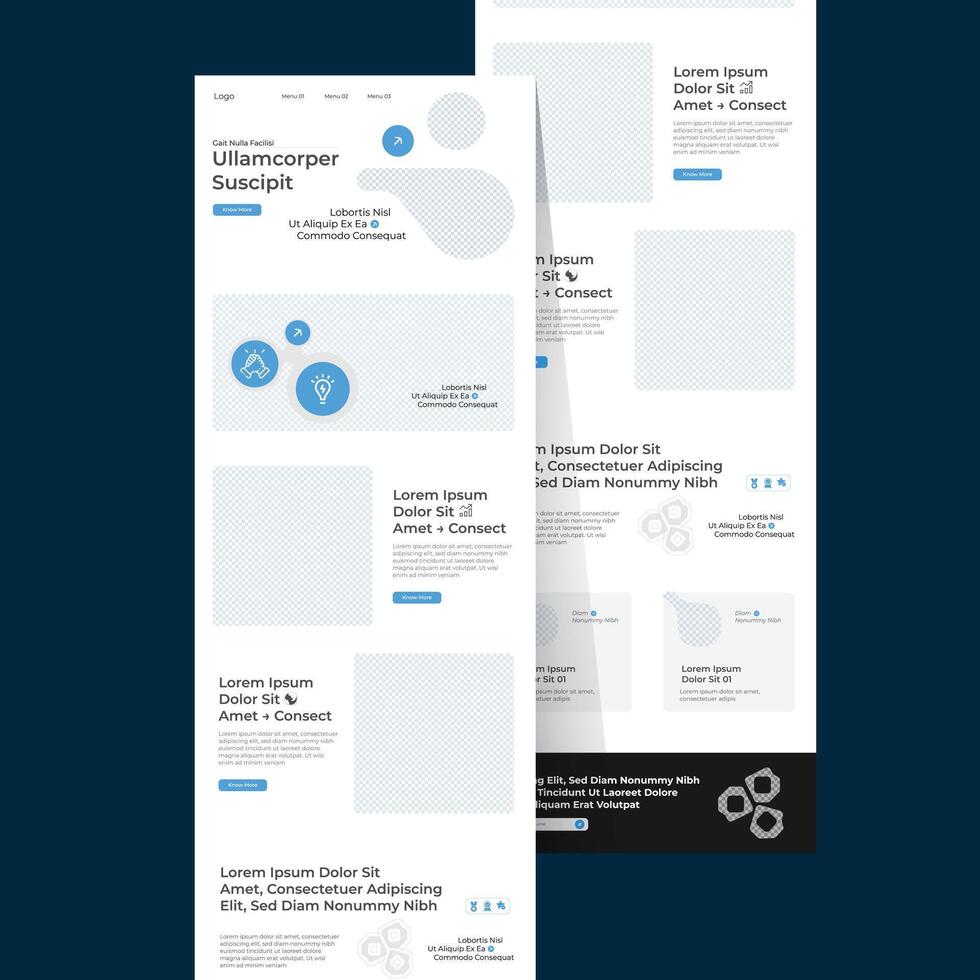 landing page design. website template for multipurpose service. one-page template for a business website and email marketing purposes. vector