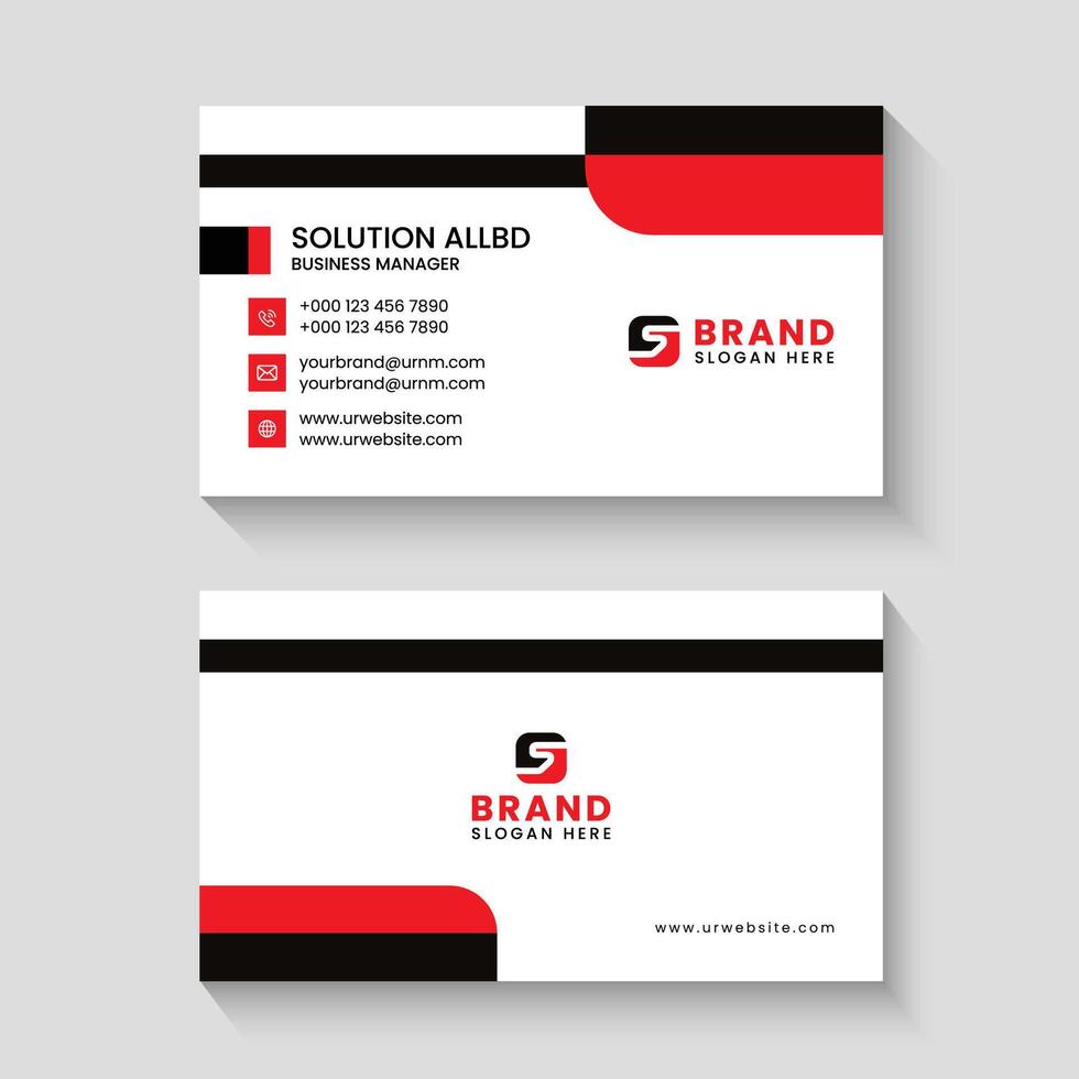 Minimalist Red and Black Business Card Design vector