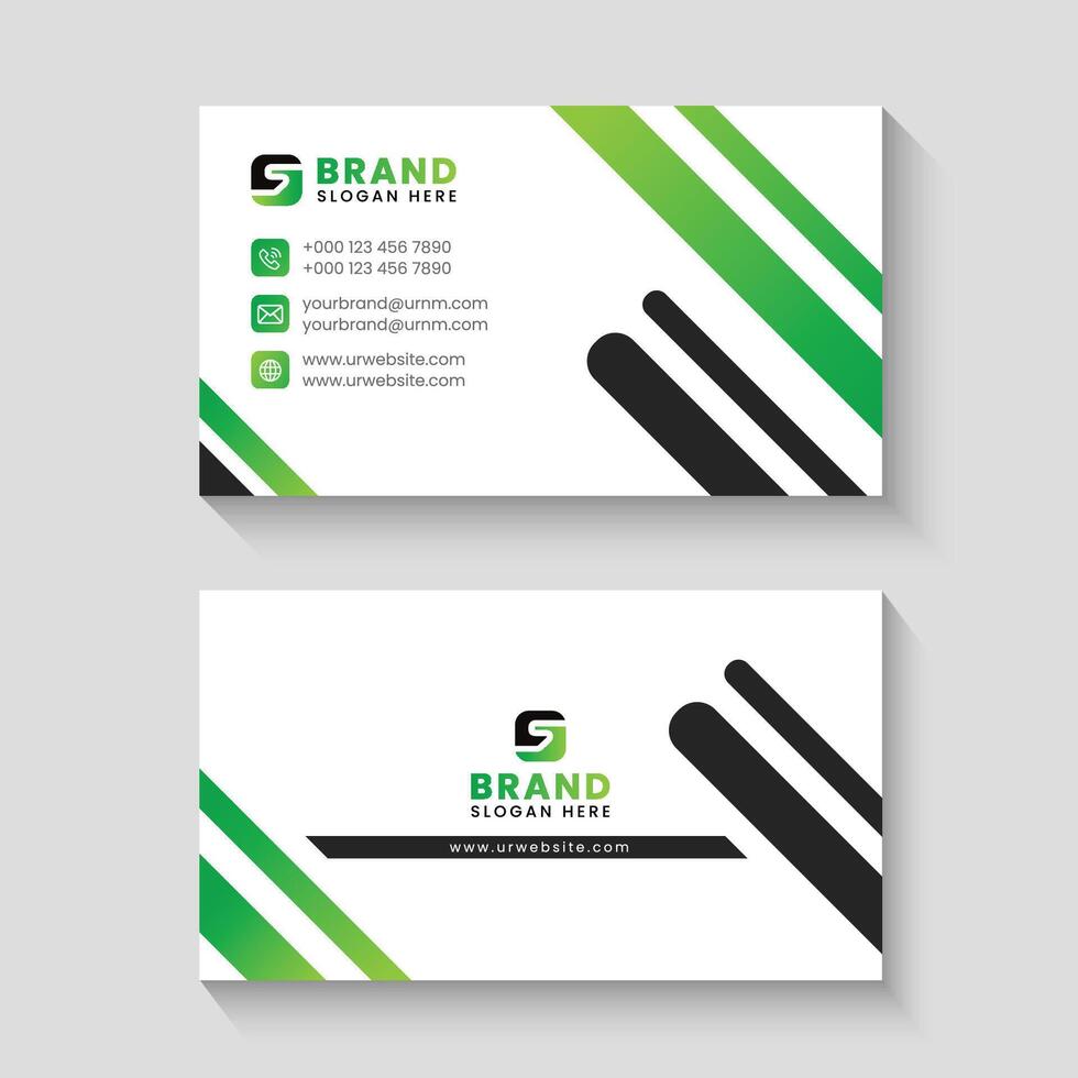 Minimalist Green and Black Business Card Design vector