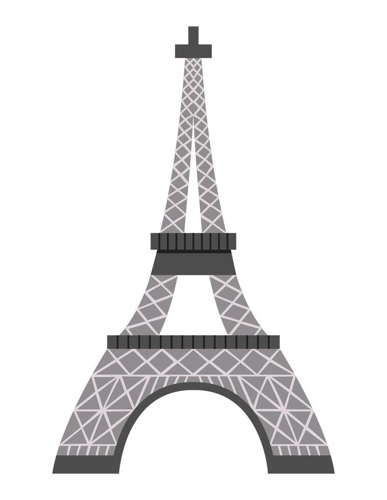 Eiffel tower icon. Paris sight illustration. Traditional France landmark. Historical French flat style place of interest isolated on white background vector