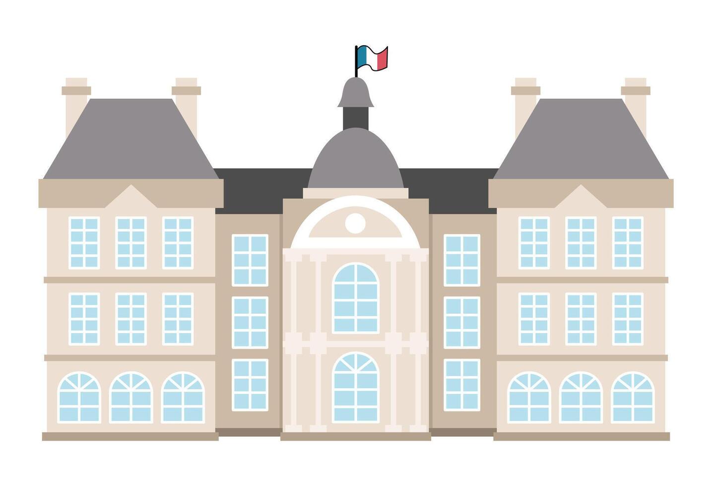 Luxembourg palace icon. Paris sight illustration. Traditional France landmark. Historical French flat style place of interest isolated on white background vector