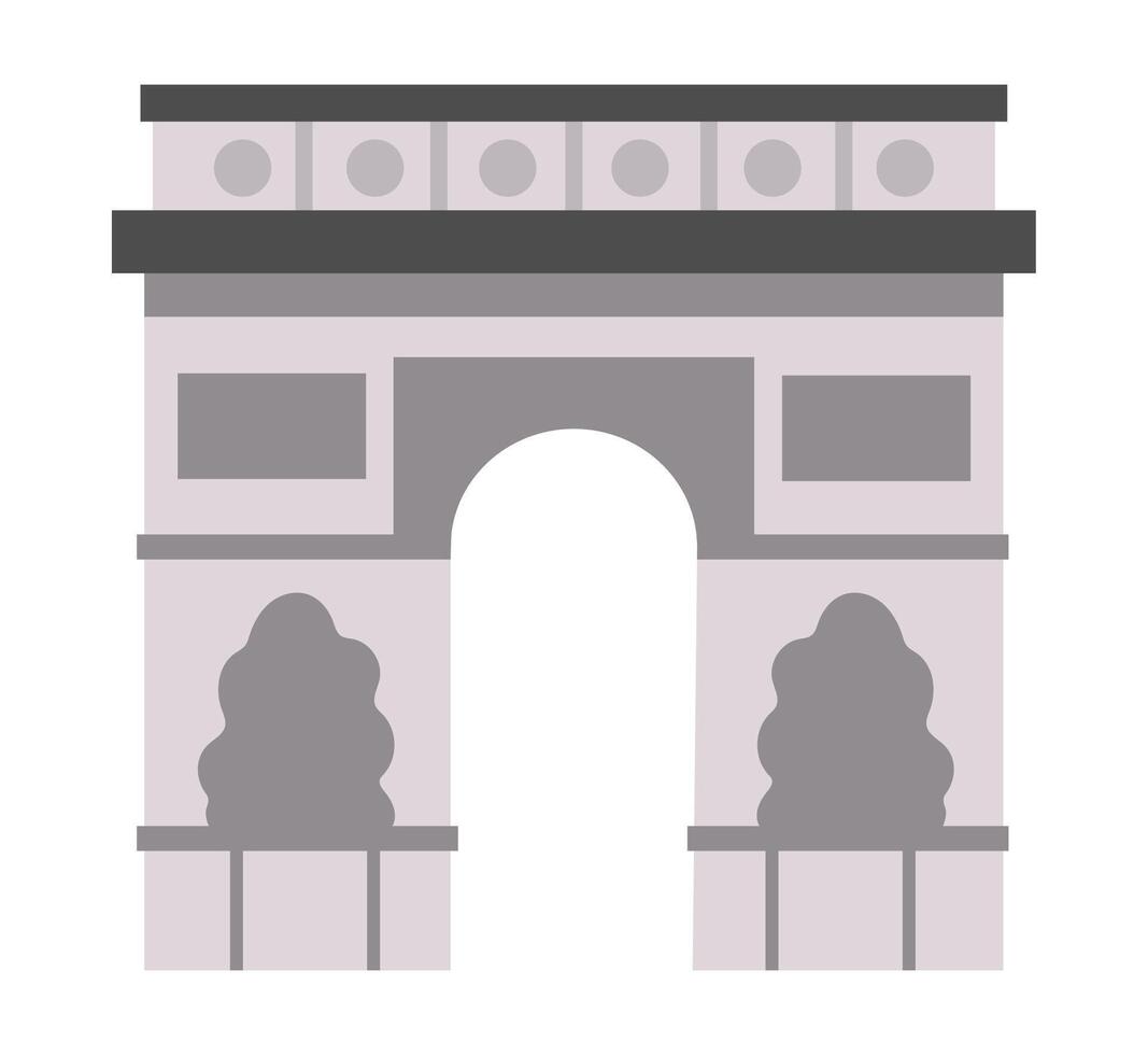 triumph arc icon. Paris sight illustration. Traditional France landmark. Historical French flat style place of interest isolated on white background vector