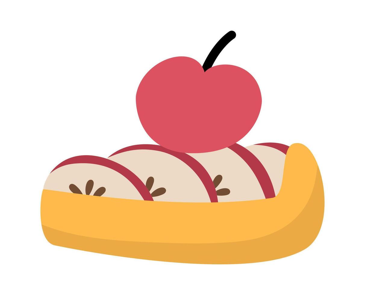Apple pie icon. Autumn pastry illustration. Cake picture isolated on white background vector