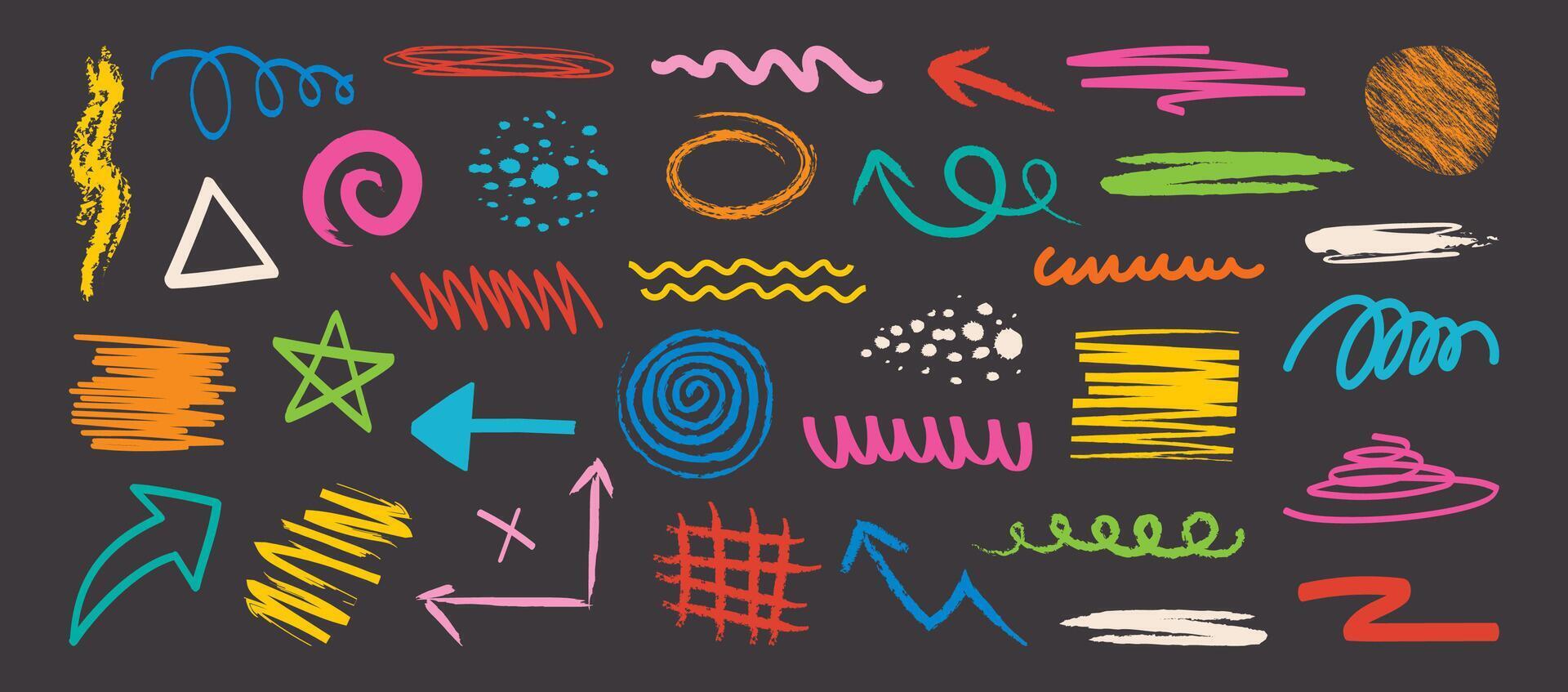 Handdrawn Brush Strokes And Sketches vector