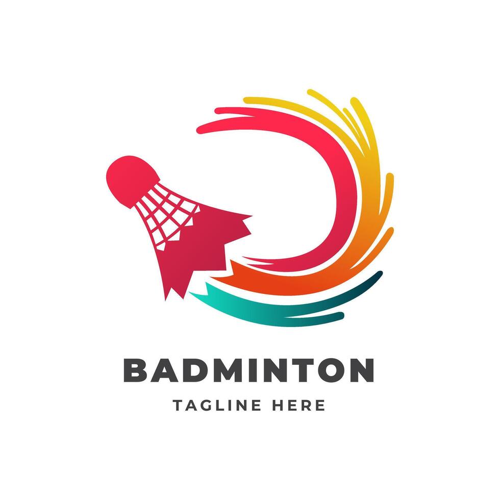 Shuttlecock icon with Colorful Abstract Swoosh. Suitable for Sport logo and Badminton Logo vector
