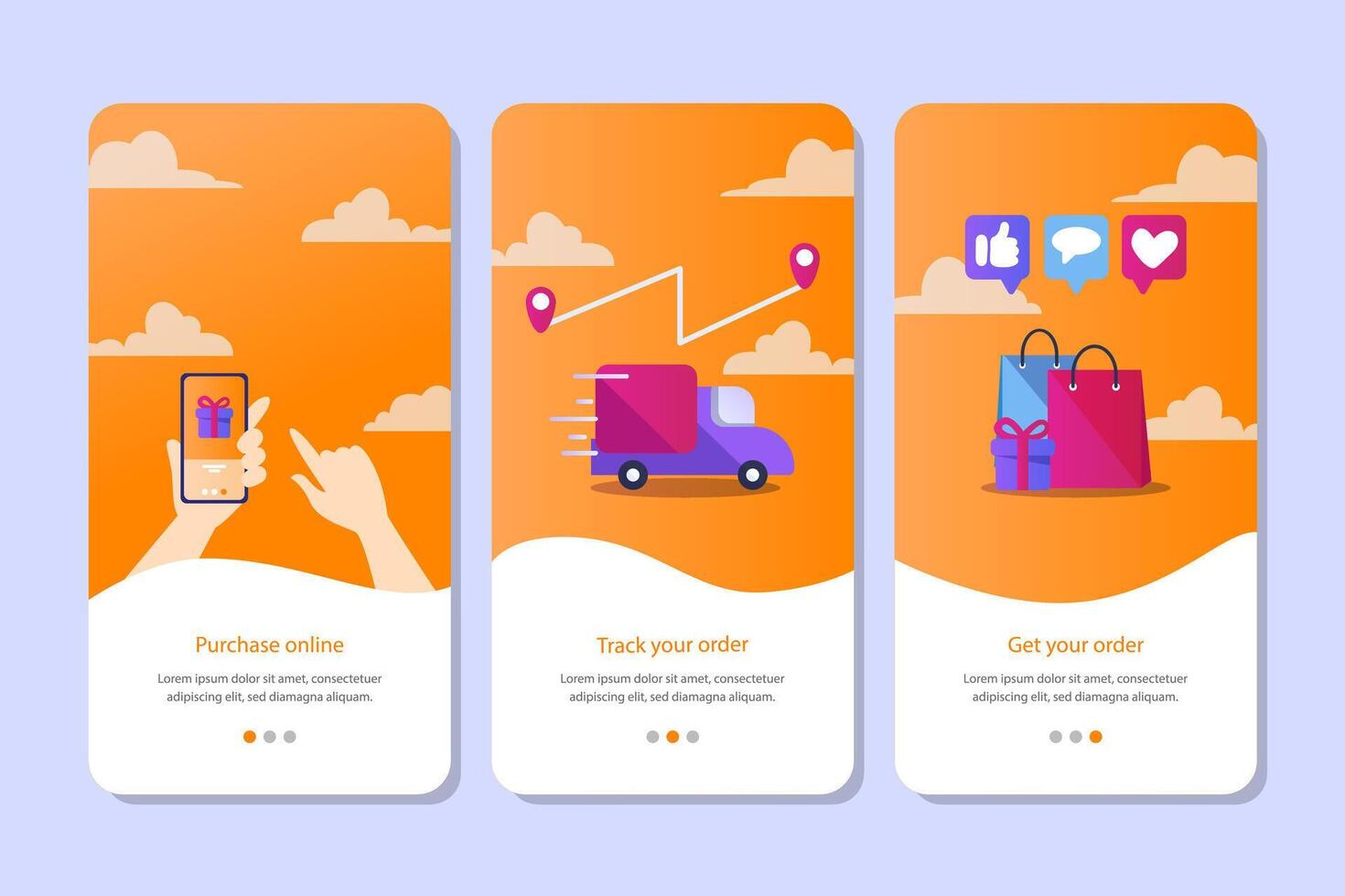 purchase online onboarding app concept. Mobile design vector
