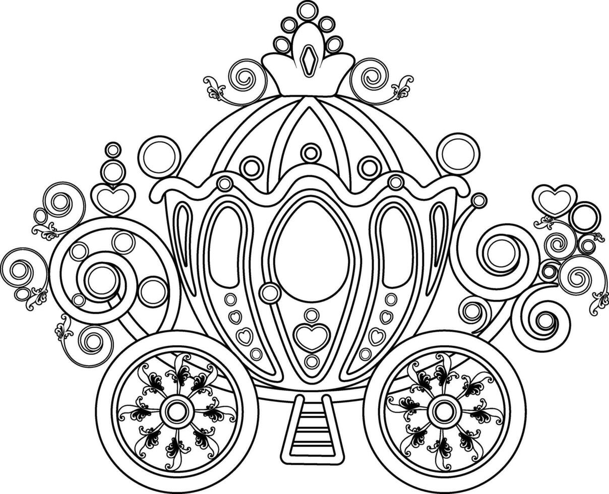 Coloring page. Princess and Prince Carriage vector