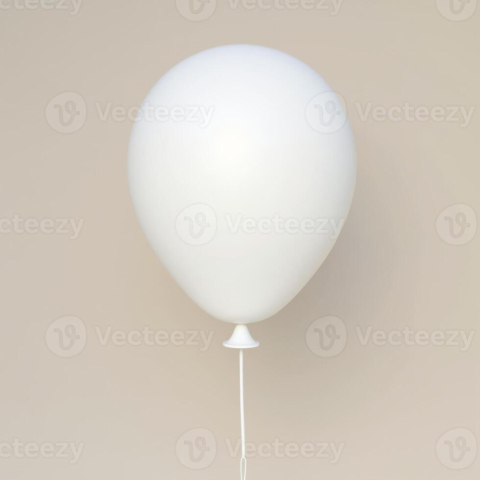 white balloon with string isolated on white background photo