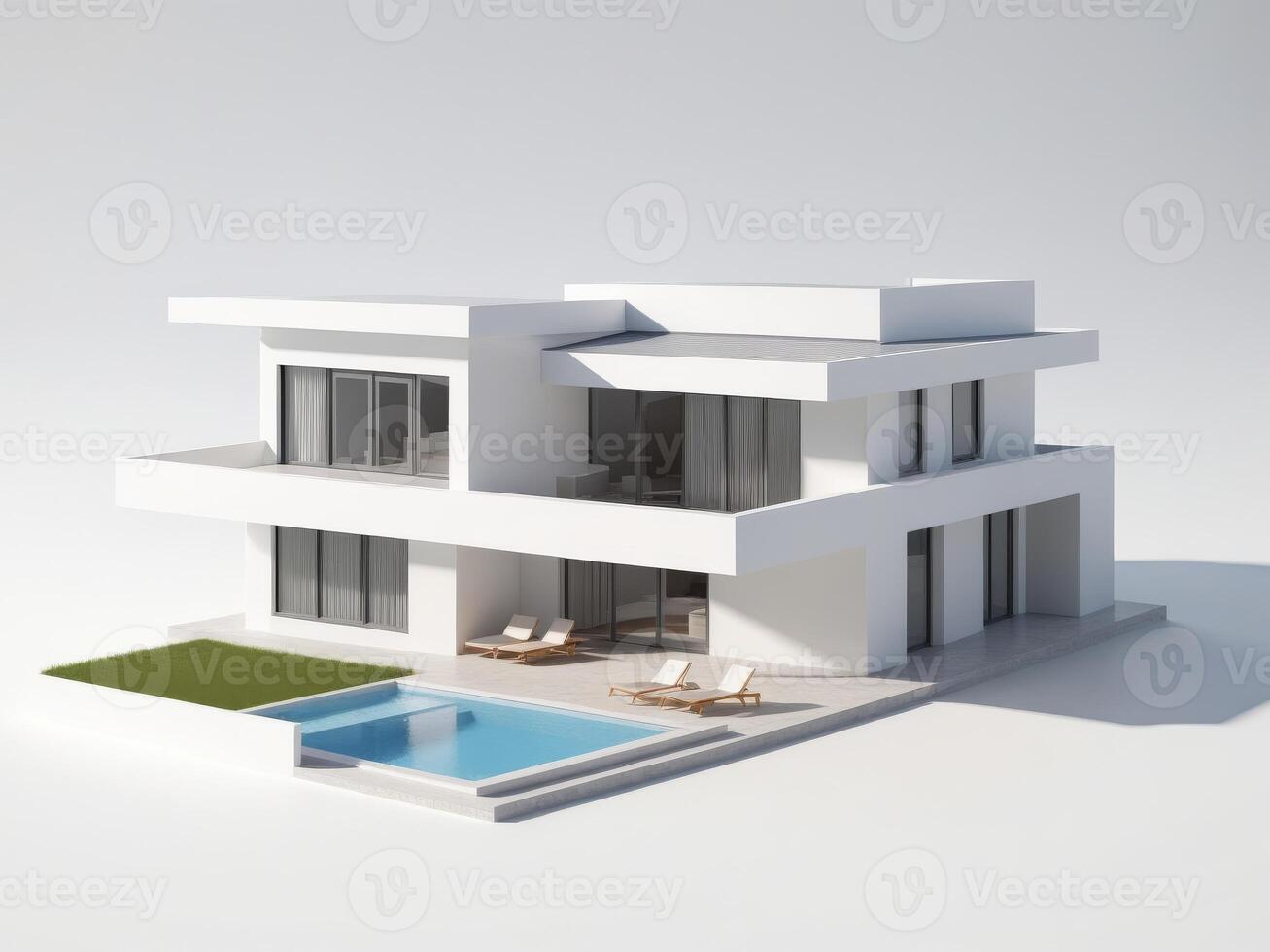 Elegant multifamily housing development with a minimalist aesthetic. isolated on white background. photo