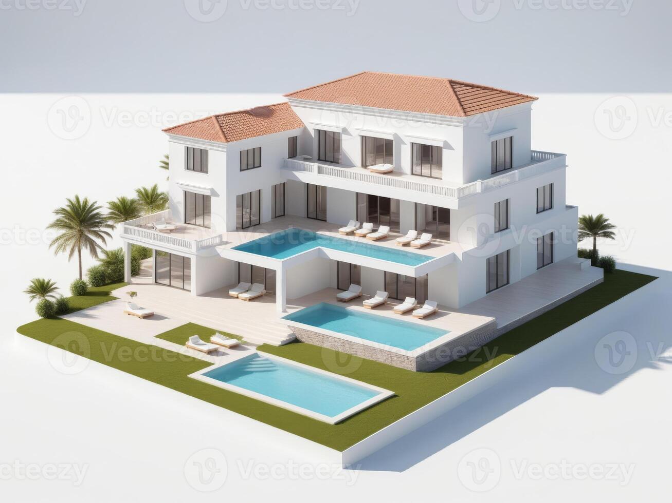 luxury housing in modern style isolated on white background. photo