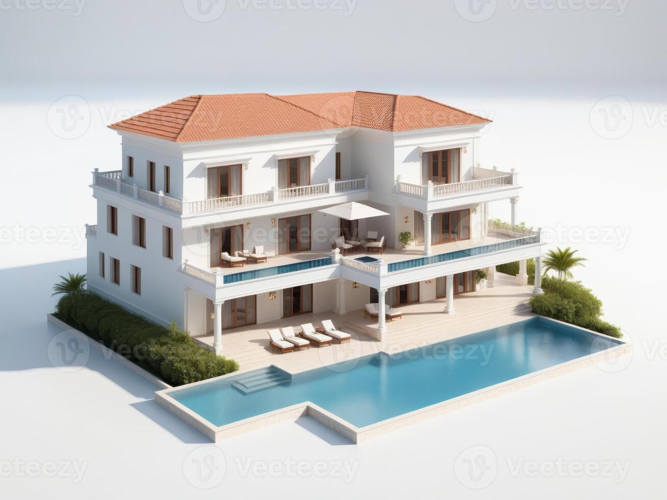 luxury housing in modern style isolated on white background. photo