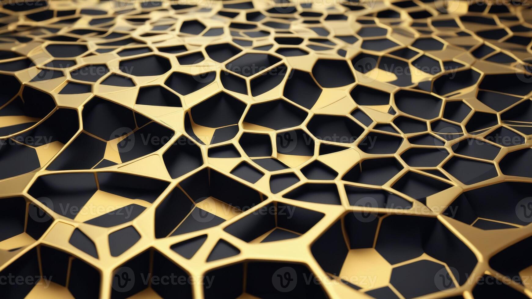 Black gold Geometric Polygonal. Luxury Background With abstract Hexagon Pattern. photo