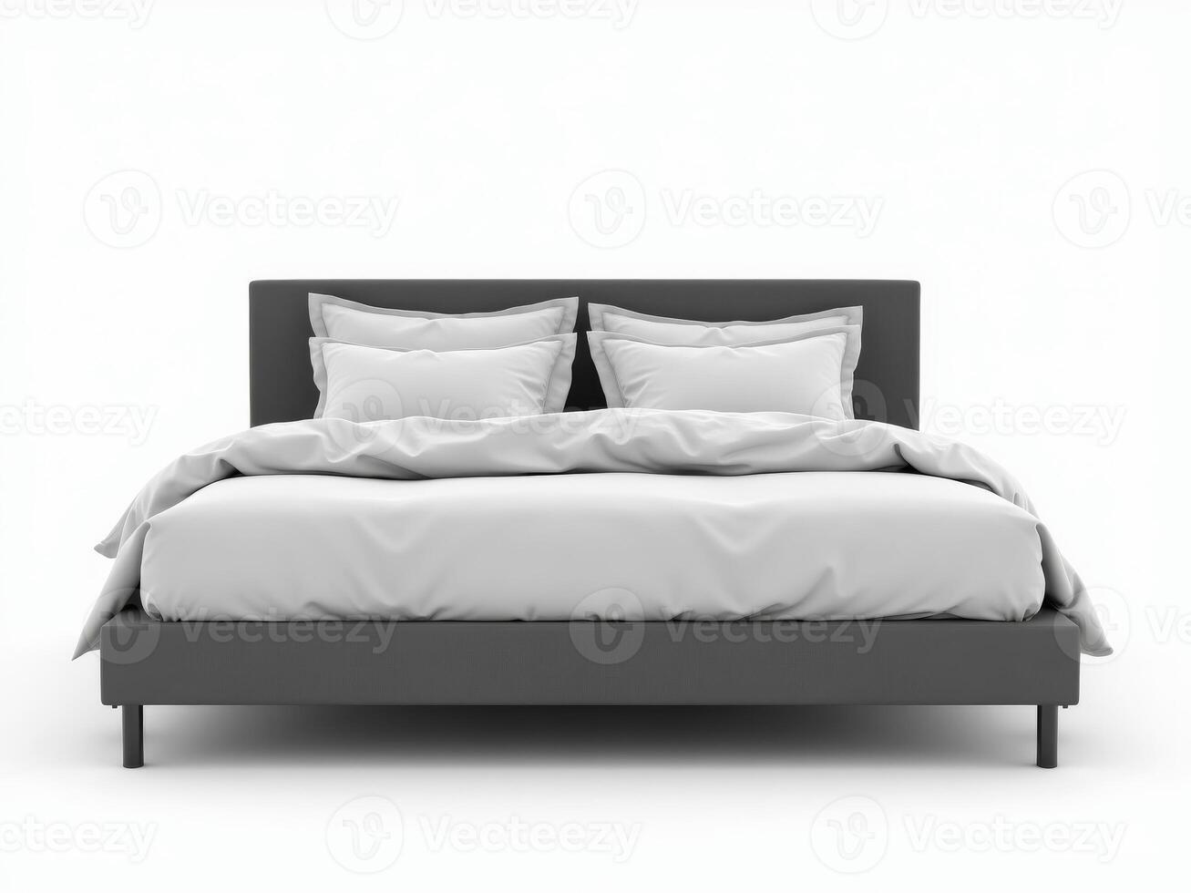 unmade sheets and pillows, unmade messy bed after a comfortable sleep concept photo