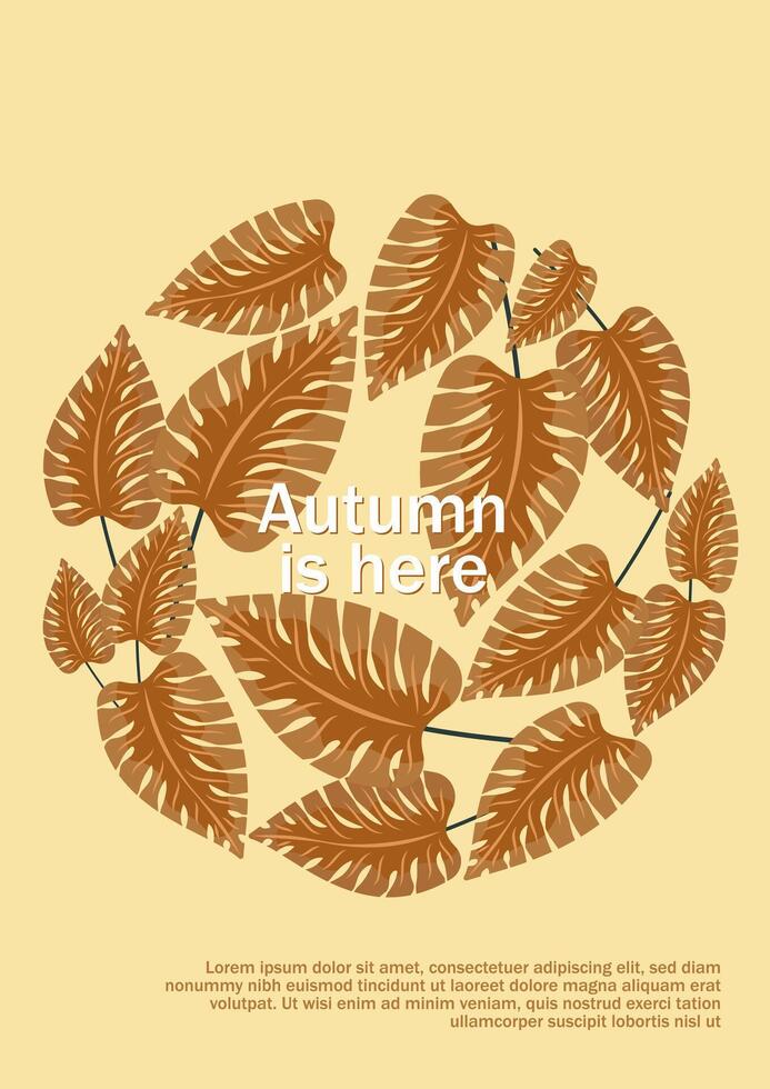 Autumn patterns and simple hello autumn sale banner poster flyer cover autumn card vector