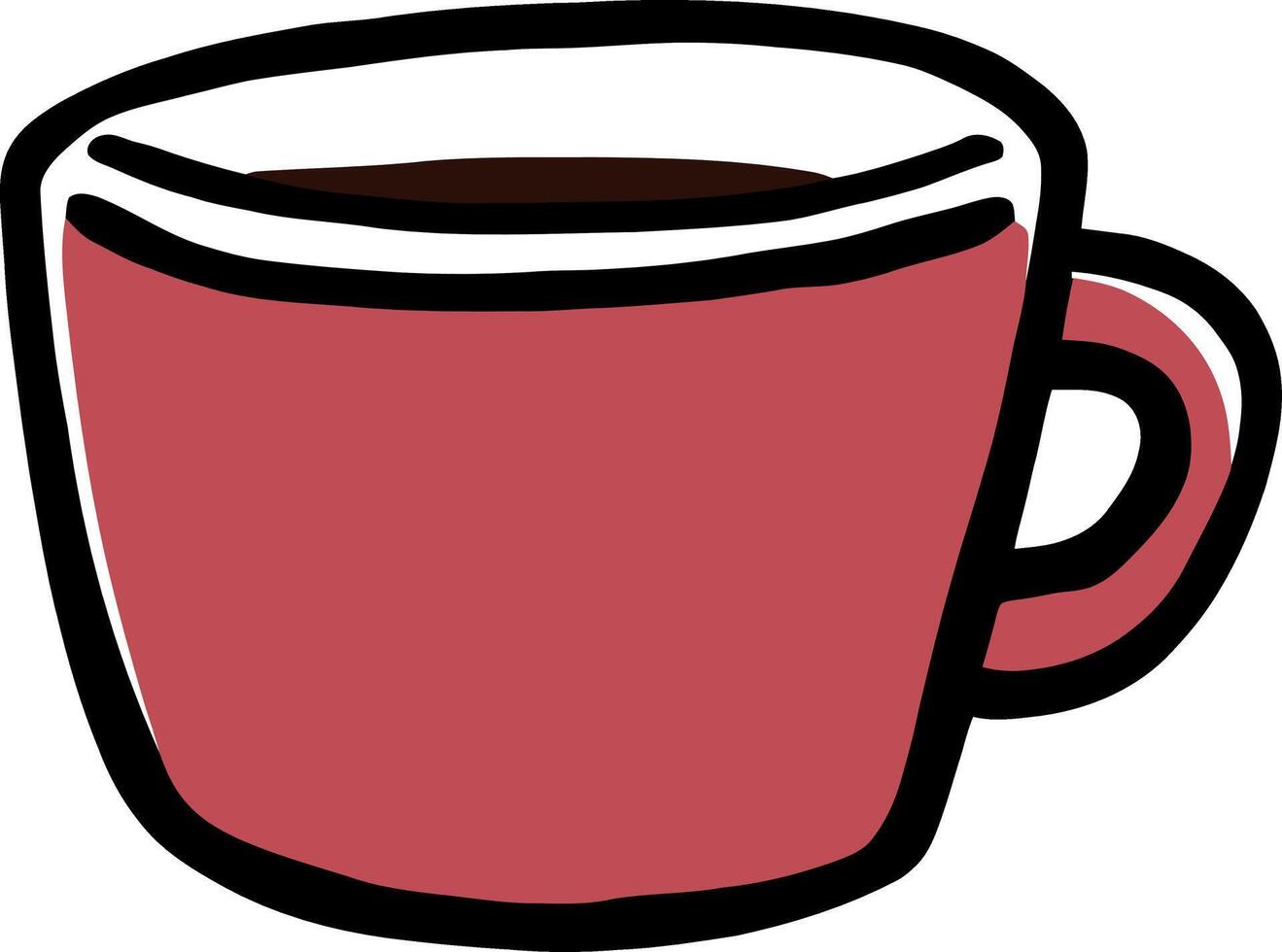 Cartoon Red Coffee Mug with Handle - Simple Illustrated Hot Beverage Cup vector