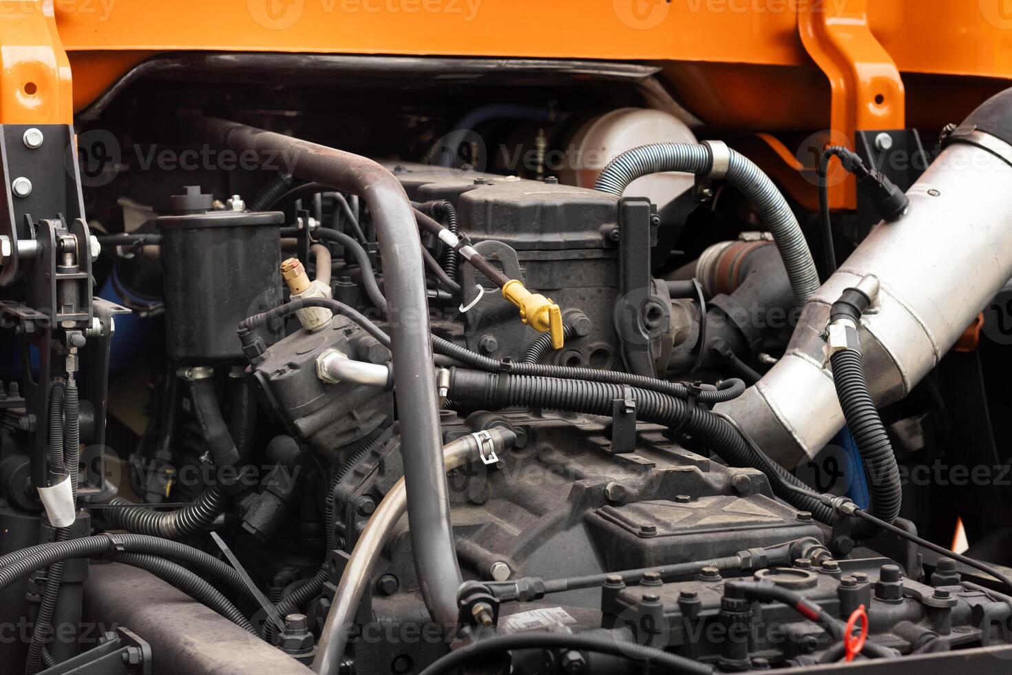 Engine mounted on a truck mounted on a truck photo