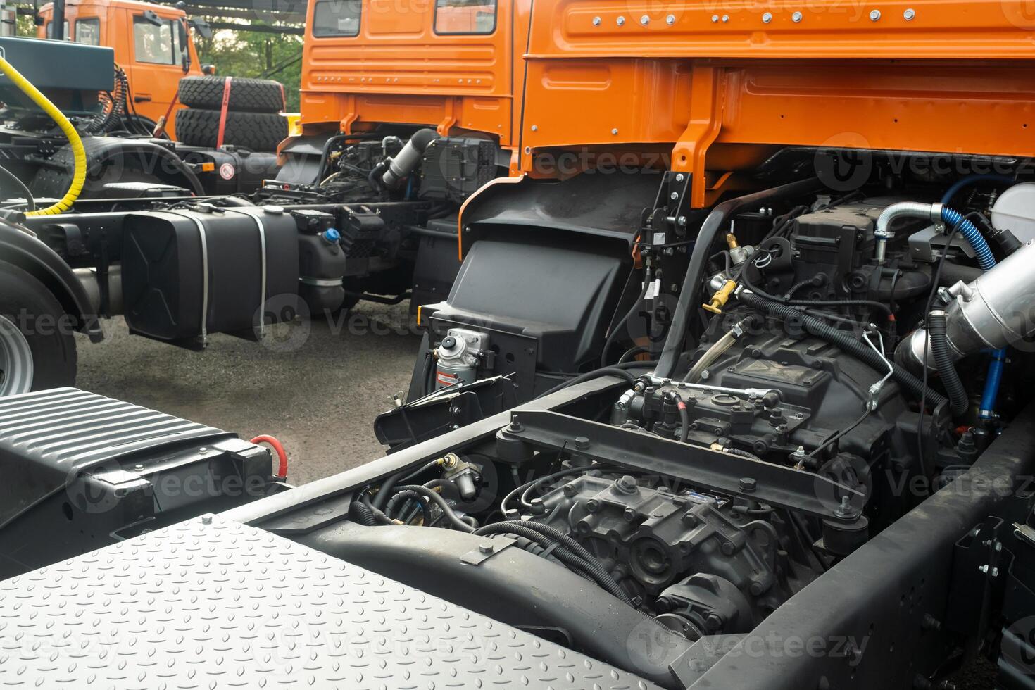 Engine mounted on a truck mounted on a truck photo