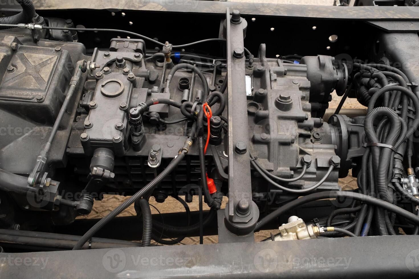 Engine mounted on a truck mounted on a truck photo