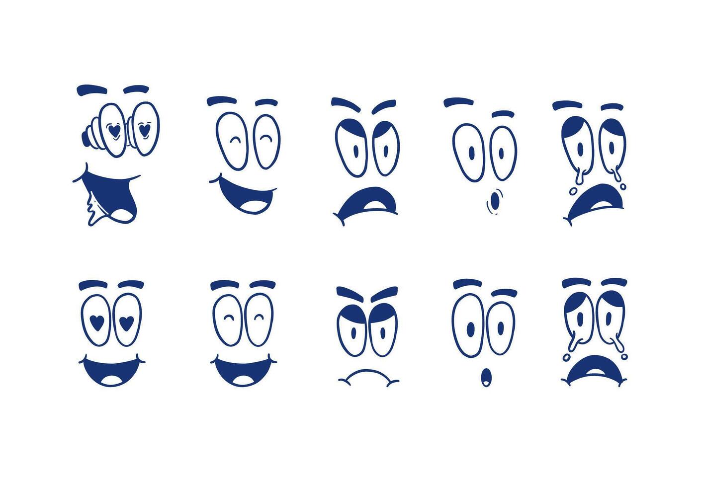 doodle face emoji cartoon expression hand drawn vector