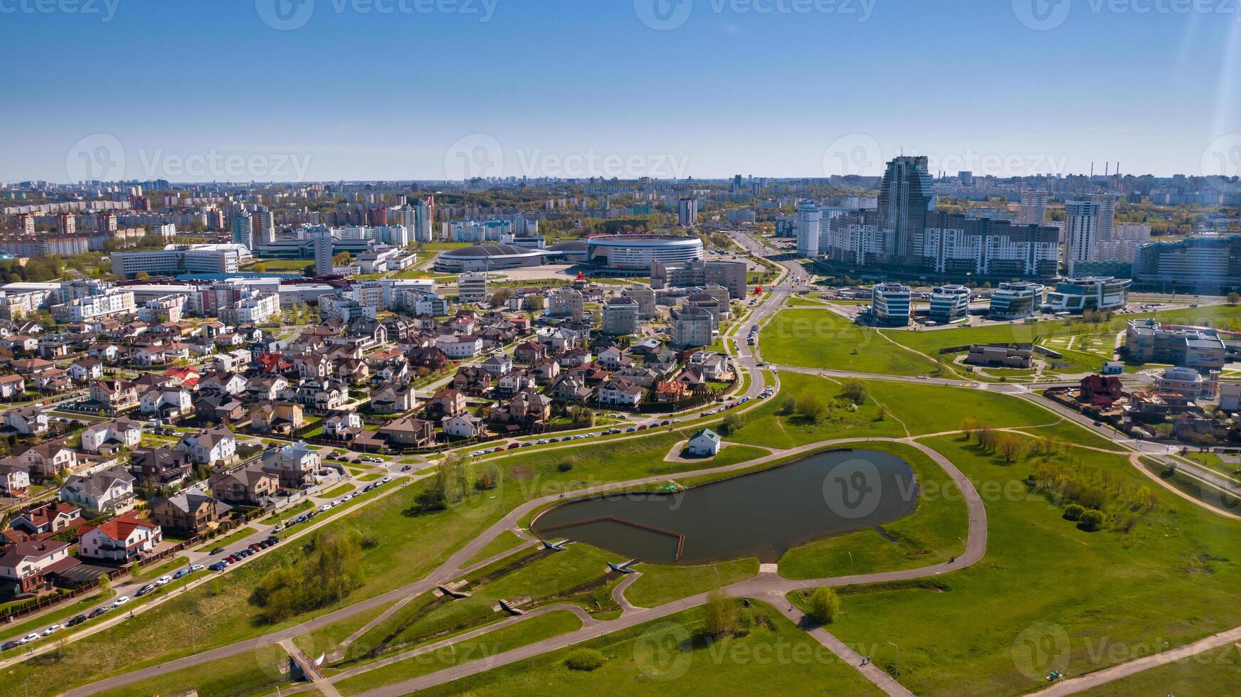 View from the height of the Drozdy district and the Minsk sports complex Minsk Arena in Minsk.Belarus photo