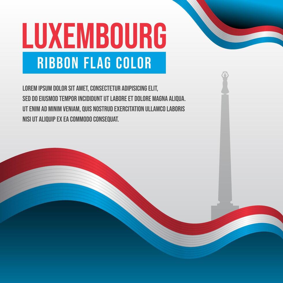 Luxembourg ribbon flag with Monument silhouette and decoration vector