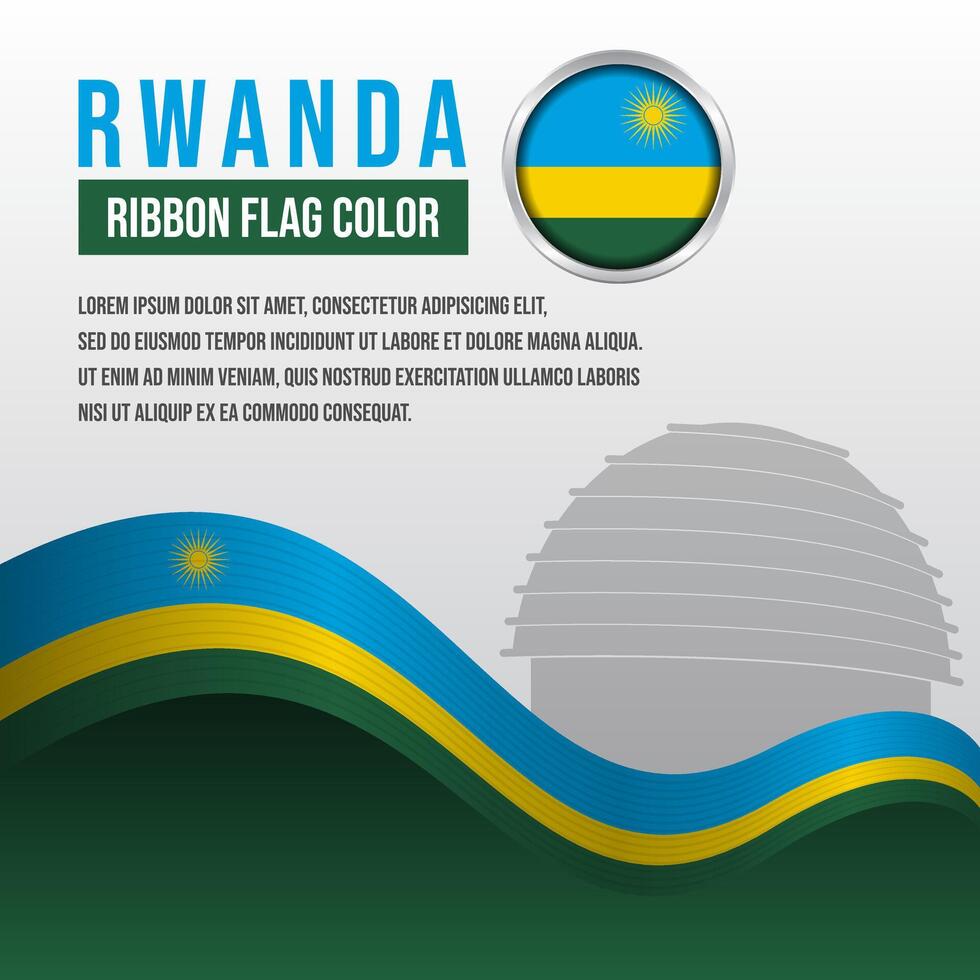 Rwanda ribbon flag with Hall silhouette and decoration vector