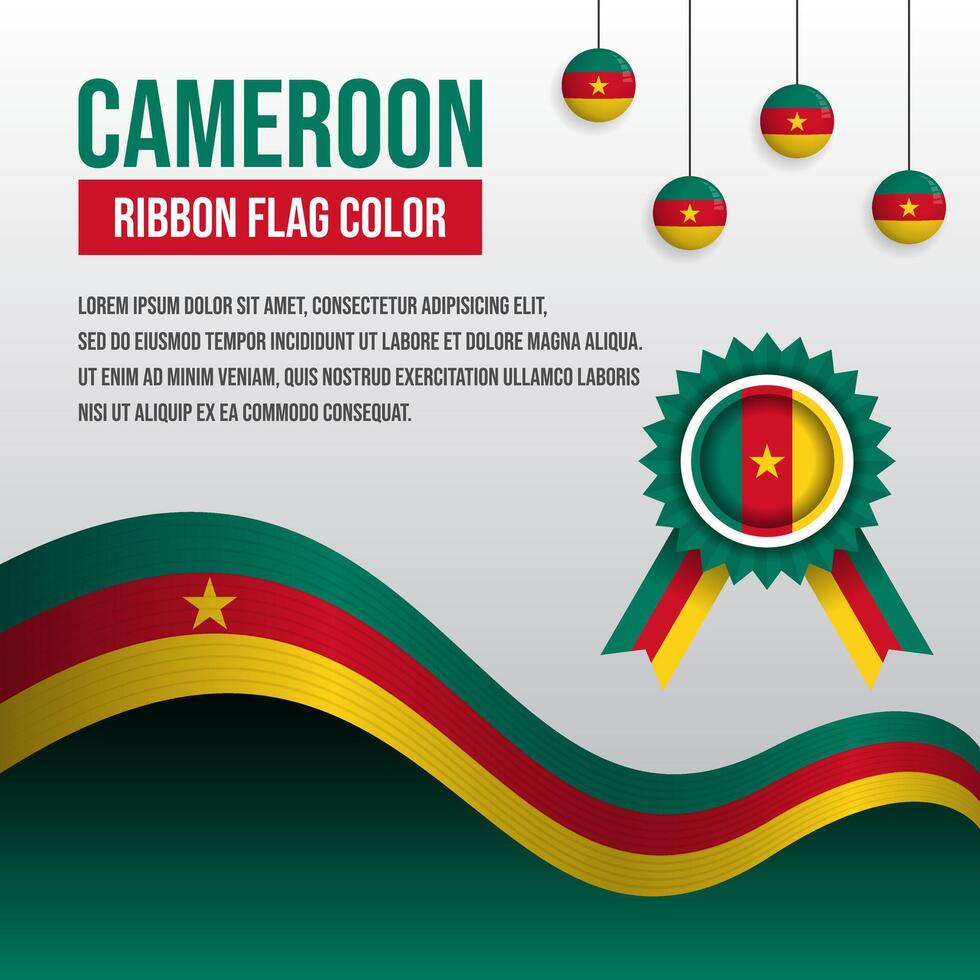 Cameroon ribbon flag with Flag badge and decoration vector