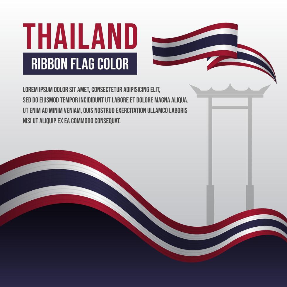Thailand ribbon flag with Gate silhouette and decoration vector