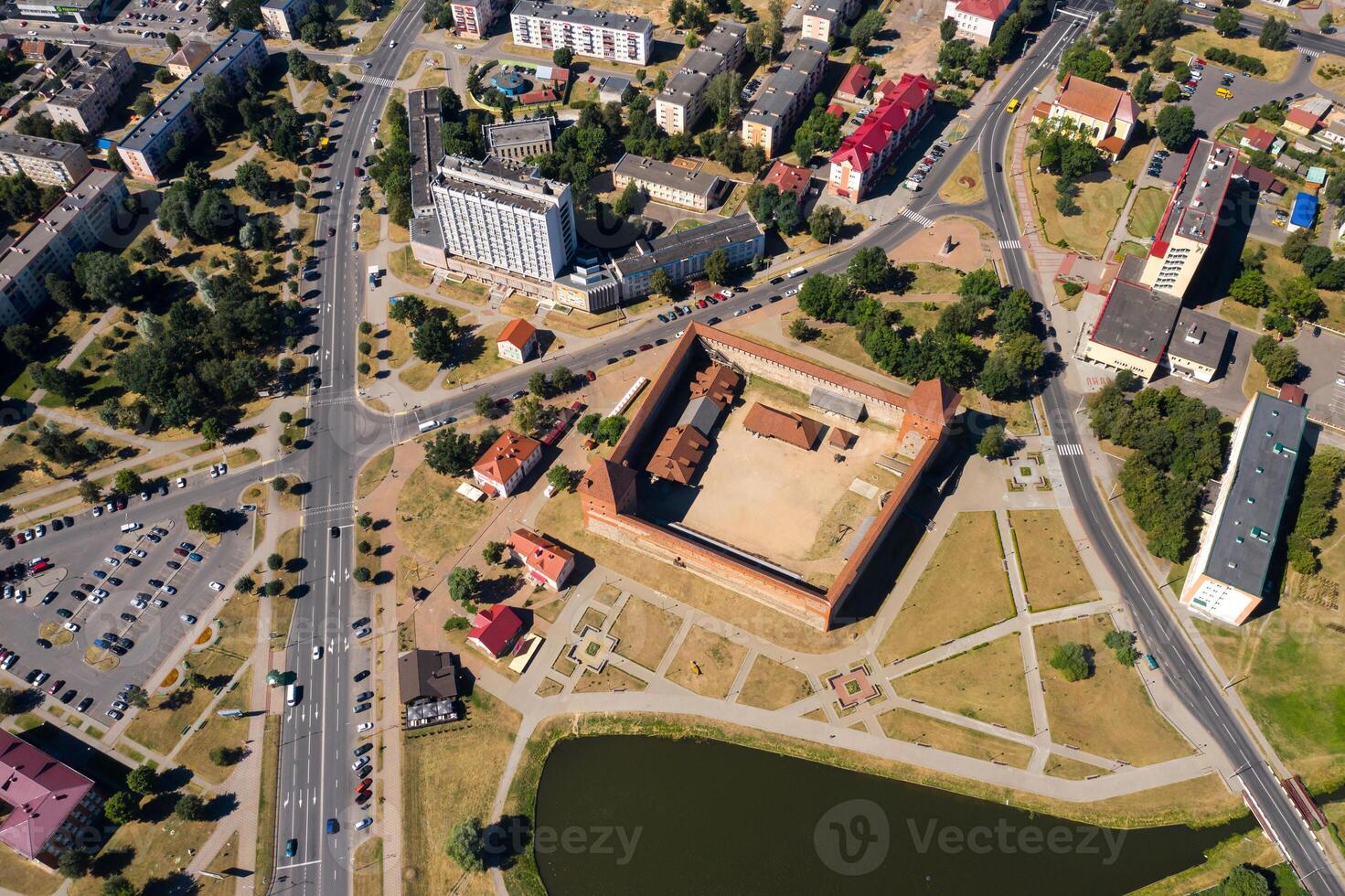 Bird's-eye view of the medieval Lida castle in Lida. Belarus. Castles of Europe photo