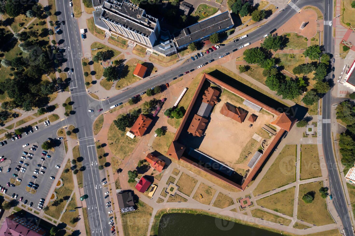 Bird's-eye view of the medieval Lida castle in Lida. Belarus. Castles of Europe photo