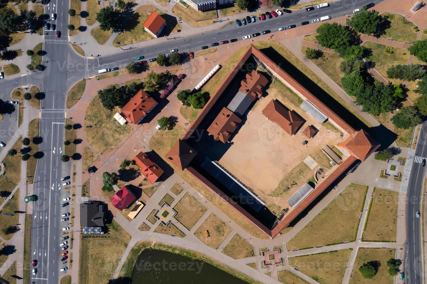 Bird's-eye view of the medieval Lida castle in Lida. Belarus. Castles of Europe photo