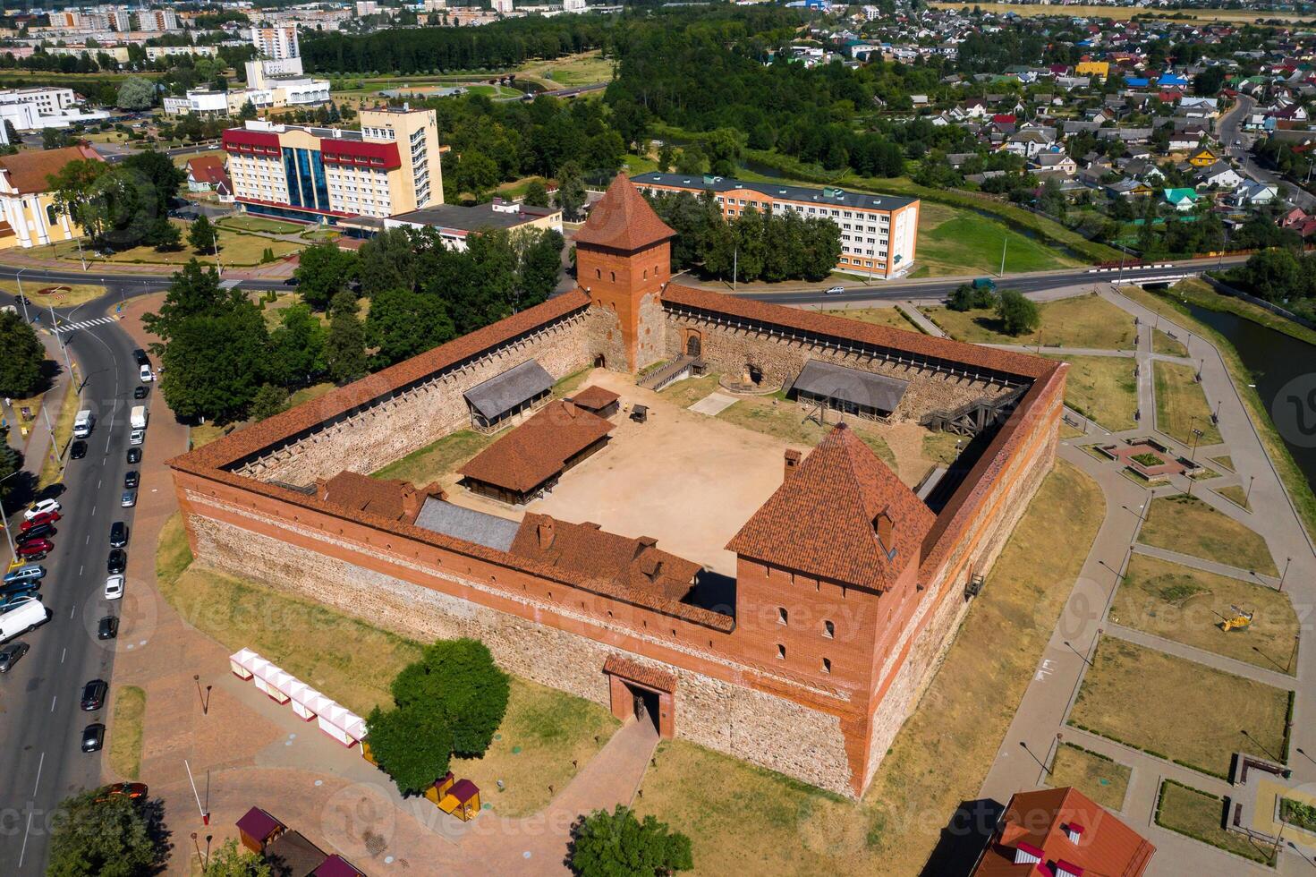 Bird's-eye view of the medieval Lida castle in Lida. Belarus. Castles of Europe photo